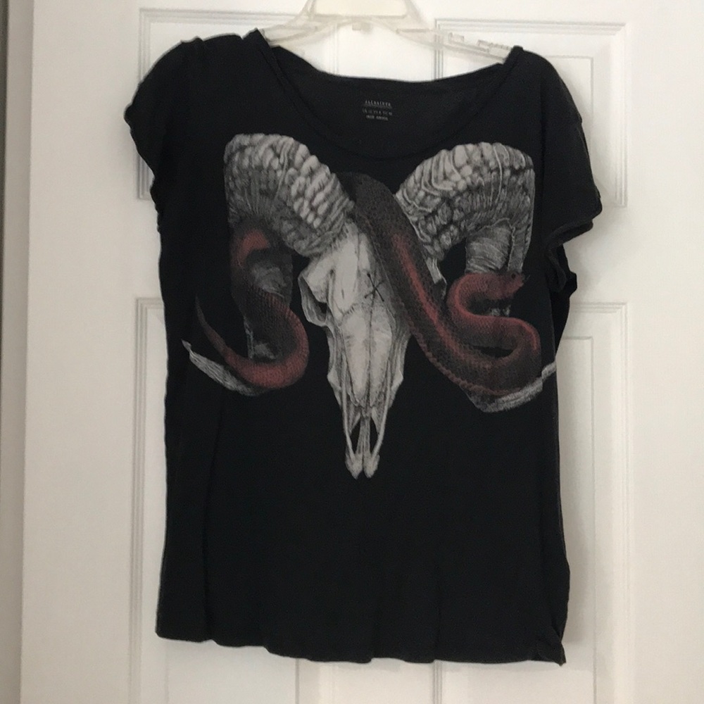 Allsaints serpent and snakes black T-shirt.